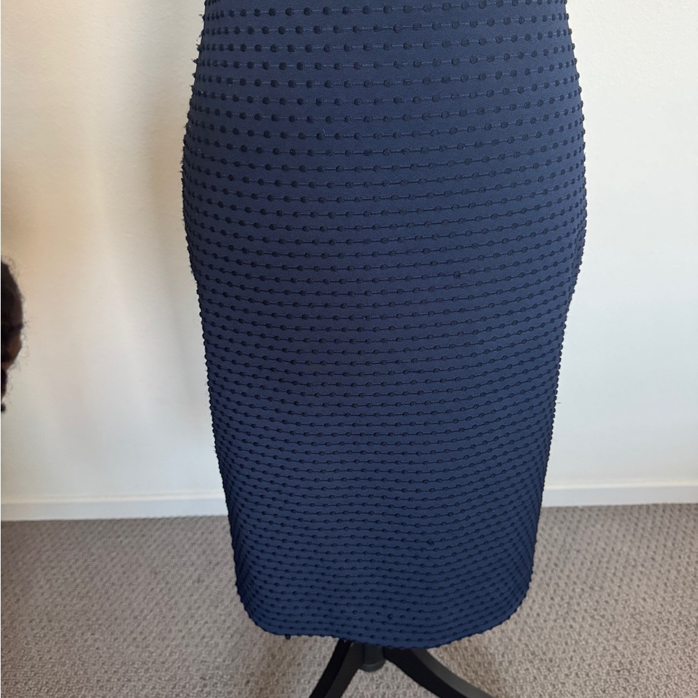 Banana Republic Navy Textured Midi Skirt